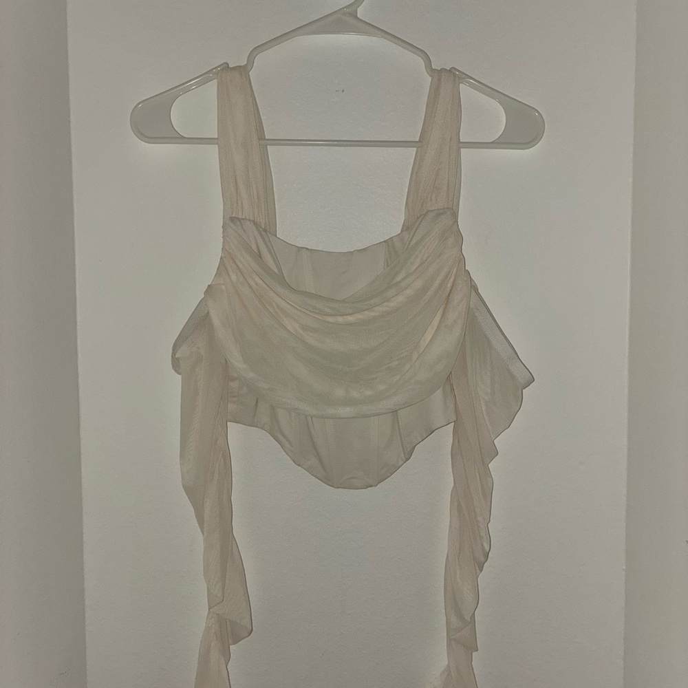SHEIN Cream Draped Crop Top